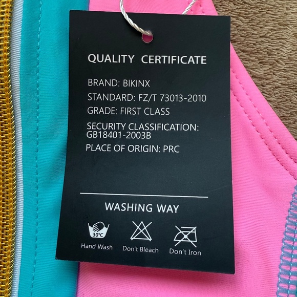 NWT Bikinx Pink & Green Front Zip One Piece Swimsuit Women's Size Small - Picture 14 of 17